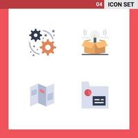 Pack of 4 creative Flat Icons of development map box idea paper Editable Vector Design Elements