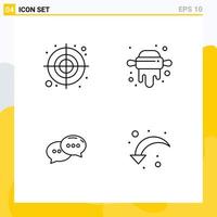 Group of 4 Modern Filledline Flat Colors Set for circular conversation target rolling refresh Editable Vector Design Elements