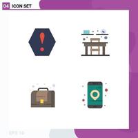 4 Universal Flat Icon Signs Symbols of error app chair business location Editable Vector Design Elements