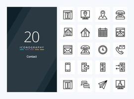 20 Contact Outline icon for presentation vector