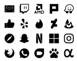 20 Social Media Icon Pack Including instagram netflix yelp snapchat safari vector