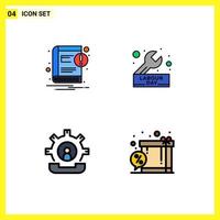 Pictogram Set of 4 Simple Filledline Flat Colors of book communication notification engineer help Editable Vector Design Elements