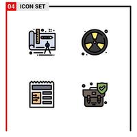 4 Thematic Vector Filledline Flat Colors and Editable Symbols of architecture basic burn fireman handbag Editable Vector Design Elements