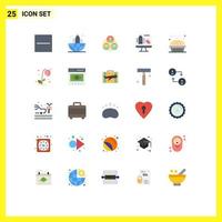 Universal Icon Symbols Group of 25 Modern Flat Colors of bakery data headquarter screen circle Editable Vector Design Elements