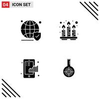 Editable Vector Line Pack of Simple Solid Glyphs of globe business world relaxation finance Editable Vector Design Elements