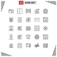 Set of 25 Modern UI Icons Symbols Signs for video movie estate media sales Editable Vector Design Elements