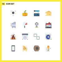 Group of 16 Flat Colors Signs and Symbols for devices dairy analog cheese sound Editable Pack of Creative Vector Design Elements