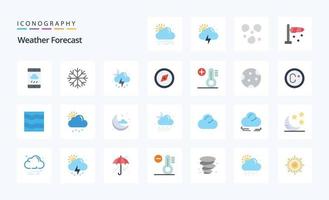 paquete de iconos de color plano de 25 climas vector