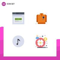 4 Thematic Vector Flat Icons and Editable Symbols of internet music website fire fighting coat buyer persona Editable Vector Design Elements