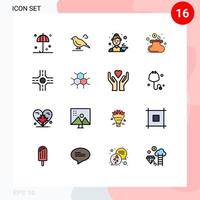 16 User Interface Flat Color Filled Line Pack of modern Signs and Symbols of molecular purse avatar money tea Editable Creative Vector Design Elements