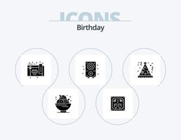 paquete de iconos de glifos de cumpleaños 5 diseño de iconos. cumpleaños. música. salud. multimedia. tarjeta vector