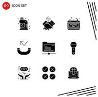 User Interface Pack of 9 Basic Solid Glyphs of storage folder date data missed Editable Vector Design Elements