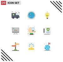 Pack of 9 Modern Flat Colors Signs and Symbols for Web Print Media such as marketing computer success business chart Editable Vector Design Elements
