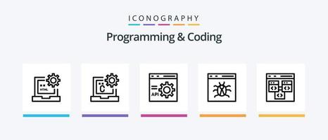 Programming And Coding Line 5 Icon Pack Including development. coding. page. development. coding. Creative Icons Design vector