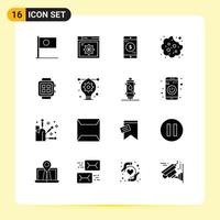 16 User Interface Solid Glyph Pack of modern Signs and Symbols of electronic eat internet cookie dollar Editable Vector Design Elements