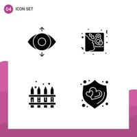 4 Universal Solid Glyphs Set for Web and Mobile Applications eye realty card invite love Editable Vector Design Elements