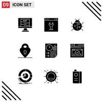 Stock Vector Icon Pack of 9 Line Signs and Symbols for bars love setting lock nature Editable Vector Design Elements