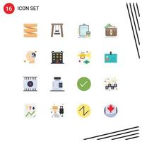 Universal Icon Symbols Group of 16 Modern Flat Colors of meditation briefcase calculator folder bag Editable Pack of Creative Vector Design Elements