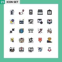 Mobile Interface Filled line Flat Color Set of 25 Pictograms of tasks science cart lab basket Editable Vector Design Elements