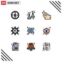 Set of 9 Vector Filledline Flat Colors on Grid for arrow marketing gesture loudspeaker advertising Editable Vector Design Elements