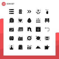 Group of 25 Solid Glyphs Signs and Symbols for four world day user cancer day care Editable Vector Design Elements
