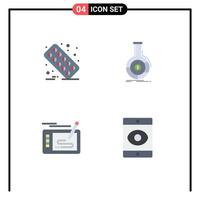 4 Universal Flat Icons Set for Web and Mobile Applications healthcare design tablet banking pencil Editable Vector Design Elements