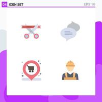 Pictogram Set of 4 Simple Flat Icons of business location opening texting labour man Editable Vector Design Elements