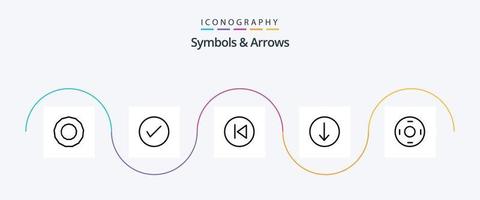 paquete de iconos de línea 5 de símbolos y flechas que incluye simbolismo. cosmos. flecha izquierda. abajo. flecha vector