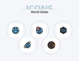 paquete de iconos llenos de línea de globo 5 diseño de iconos. Internet. global. globo. universo. orbita vector