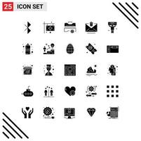 Group of 25 Solid Glyphs Signs and Symbols for political trash construction erase delete Editable Vector Design Elements