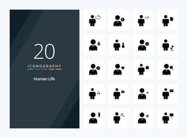 20 Human Solid Glyph icon for presentation vector