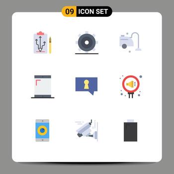 9 User Interface Flat Color Pack of modern Signs and Symbols of private phone ui devices vacuum Editable Vector Design Elements