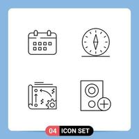 Universal Icon Symbols Group of 4 Modern Filledline Flat Colors of calendar travel appointment compass automation Editable Vector Design Elements