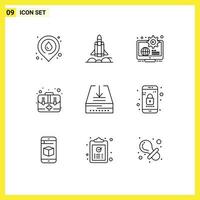 Stock Vector Icon Pack of 9 Line Signs and Symbols for download first globe emergency learn Editable Vector Design Elements