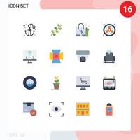 Mobile Interface Flat Color Set of 16 Pictograms of coding radiation shopping ecology eid Editable Pack of Creative Vector Design Elements