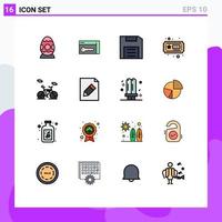 16 Universal Flat Color Filled Lines Set for Web and Mobile Applications transport hobby computers hobbies gadget Editable Creative Vector Design Elements