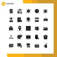 User Interface Pack of 25 Basic Solid Glyphs of time target loan seo droop Editable Vector Design Elements