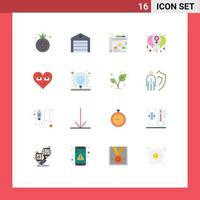 Set of 16 Modern UI Icons Symbols Signs for heart women business love day Editable Pack of Creative Vector Design Elements