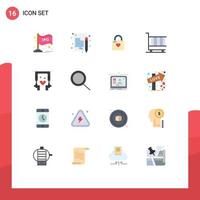 Editable Vector Line Pack of 16 Simple Flat Colors of marketing cart document business heart hacker Editable Pack of Creative Vector Design Elements