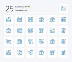 paquete de iconos de color azul de casa inteligente 25 que incluye casa. casa. automatización. error. alerta vector