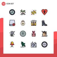 Modern Set of 16 Flat Color Filled Lines Pictograph of drive computers farm private heart Editable Creative Vector Design Elements