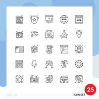 Group of 25 Lines Signs and Symbols for file website stamp online web Editable Vector Design Elements