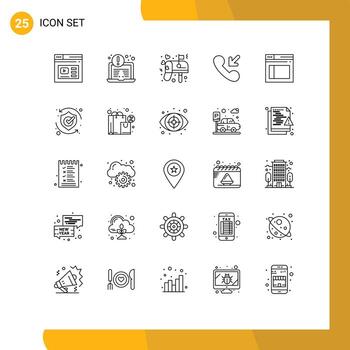 Set of 25 Vector Lines on Grid for web page box incoming answer Editable Vector Design Elements