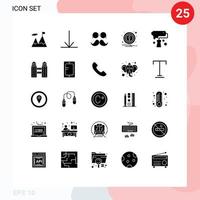 grupo de 25 signos y símbolos de glifos sólidos para la creatividad movimiento de pincel atención artística elementos de diseño de vectores editables