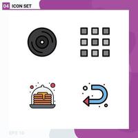 Universal Icon Symbols Group of 4 Modern Filledline Flat Colors of album strawberry buttons lock arrow Editable Vector Design Elements