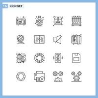 16 Universal Outlines Set for Web and Mobile Applications field globe sale office tubes Editable Vector Design Elements