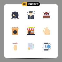 9 Flat Color concept for Websites Mobile and Apps shop product security install wedding Editable Vector Design Elements
