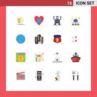 conjunto de 16 iconos modernos de la interfaz de usuario símbolos signos para la red química como jerarquía red jerárquica paquete editable de elementos de diseño de vectores creativos