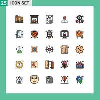 Group of 25 Filled line Flat Colors Signs and Symbols for weight problem analytics life report Editable Vector Design Elements