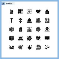 Group of 25 Modern Solid Glyphs Set for father energy idea eco control Editable Vector Design Elements